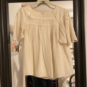 LOFT Cream Short Sleeve Blouse
